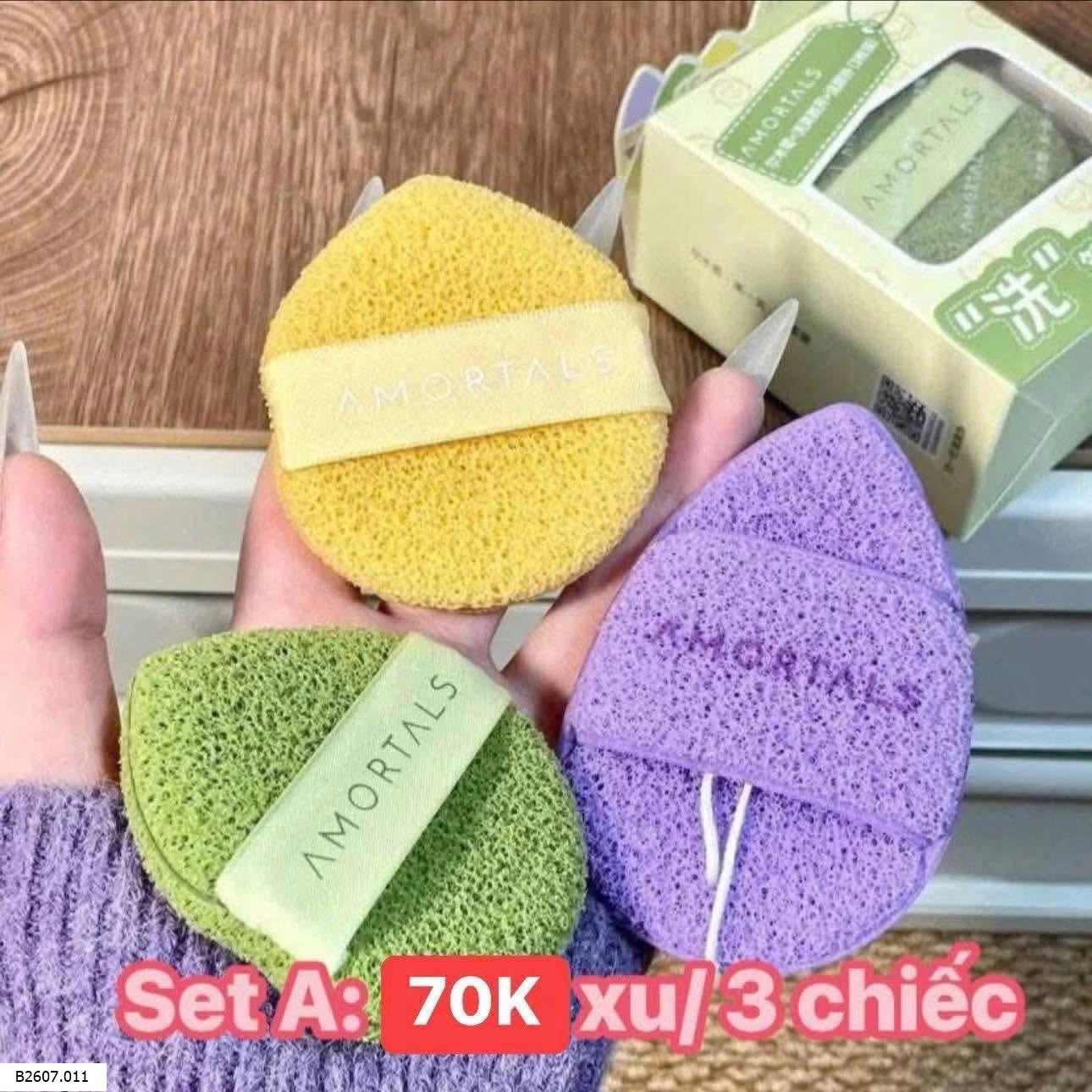 3 bông rửa mặt AMORTALS   Sỉ 50k/1 set 