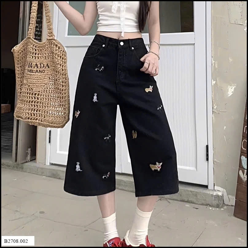 QUẦN JEAN NGỐ THÊU HÌNH CÚN NỮ   Giá sỉ 145k