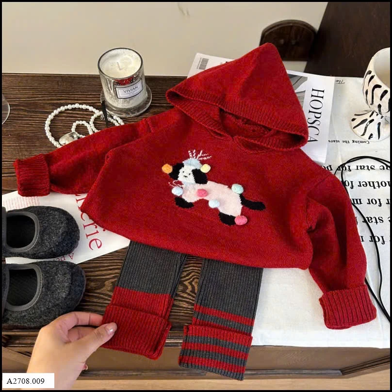 SET LEN MŨ PHỐI QUẦN LEGGING CHO BÉ   Giá sỉ 293k
