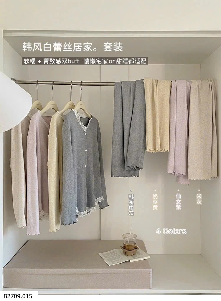 PIZAMA NỈ VIỀN REN SONGFEI   Giá sỉ 231k
