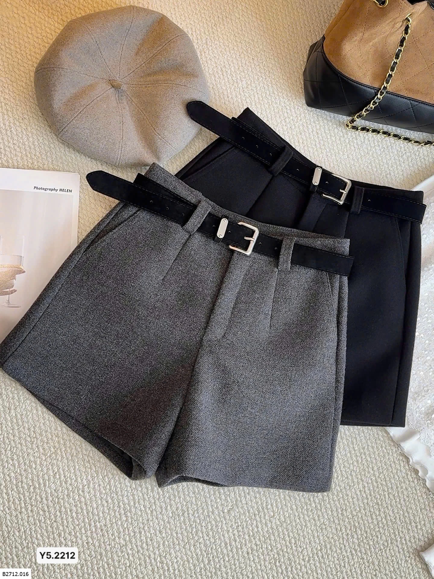 QUẦN SHORT DẠ KÈM BELT ANNA  Giá sỉ 180k