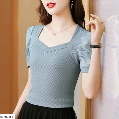   ÁO NỮ CỔ VUÔNG TAY BỒNG Sỉ 130k 
