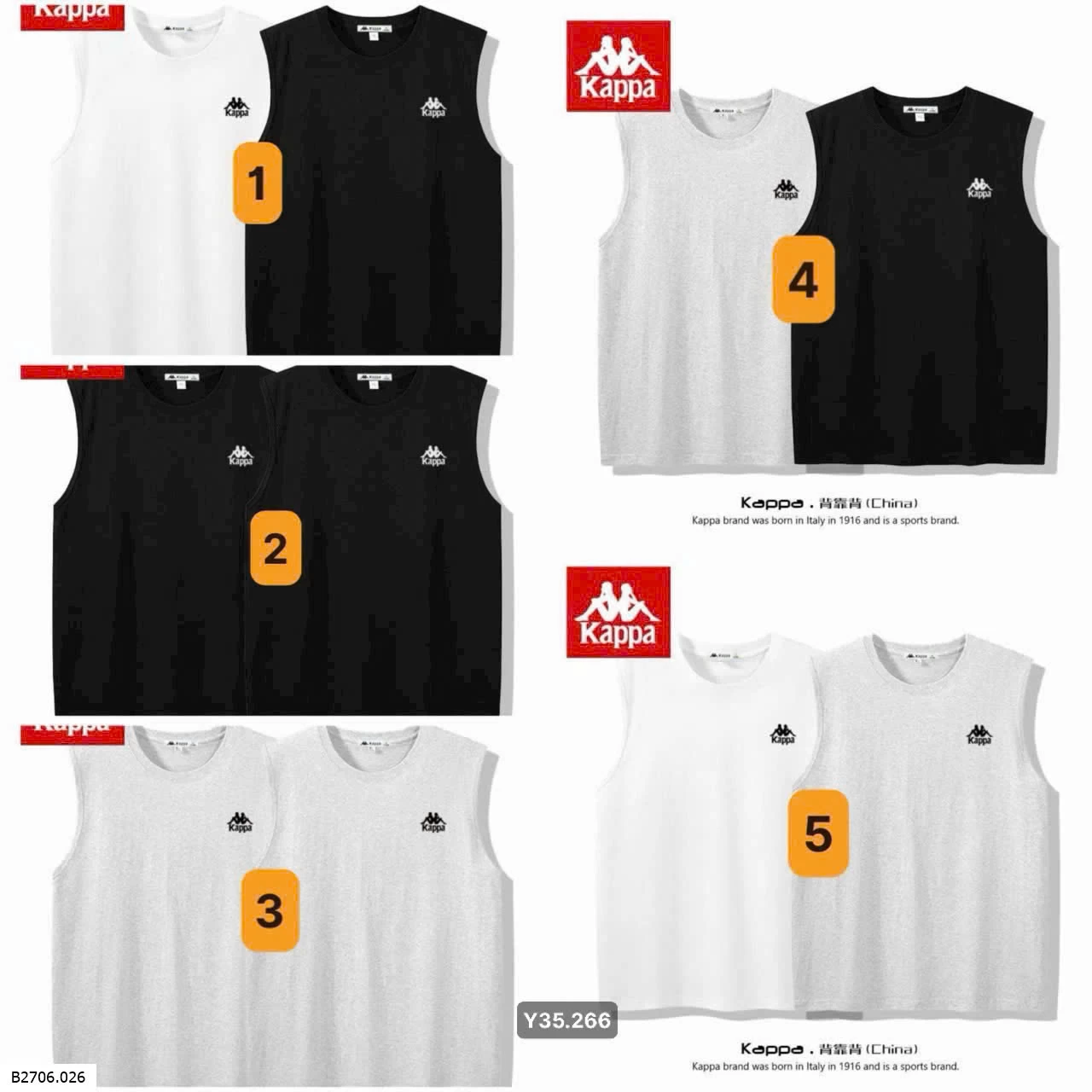 SET 2 Áo BA LỖ NAM KAPPPA   Sỉ 370k/1 set 2 áo 