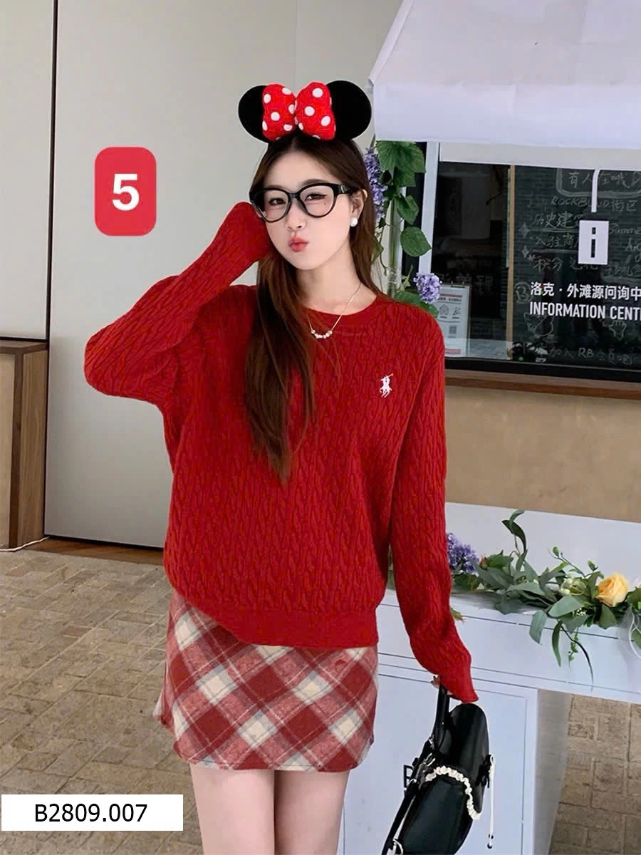 ÁO LEN THÊU NGỰA CỔ TRÒN NỮ   Giá sỉ 90ka