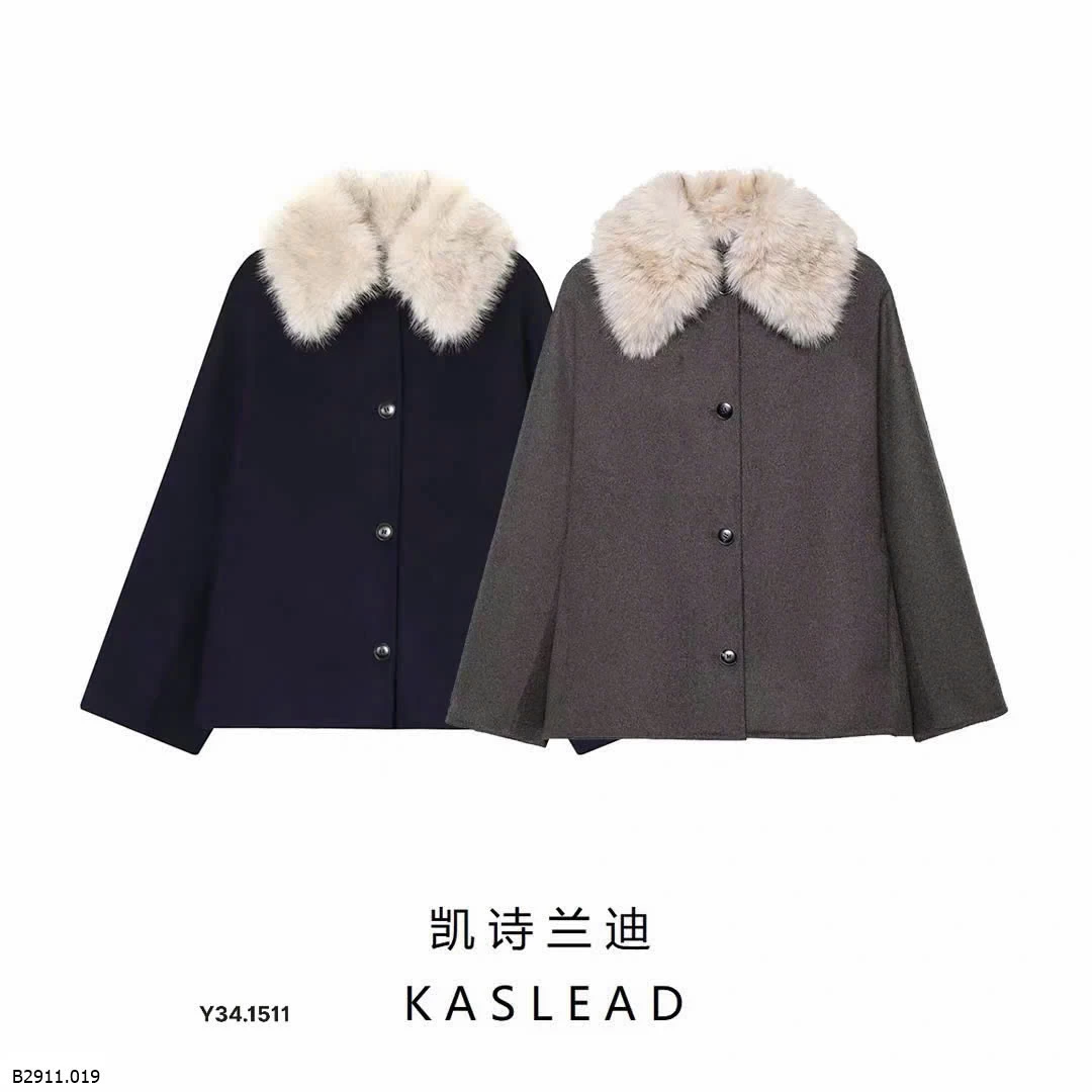 Áo khoác dạ cổ lông KASLEAD Giá sỉ 340k