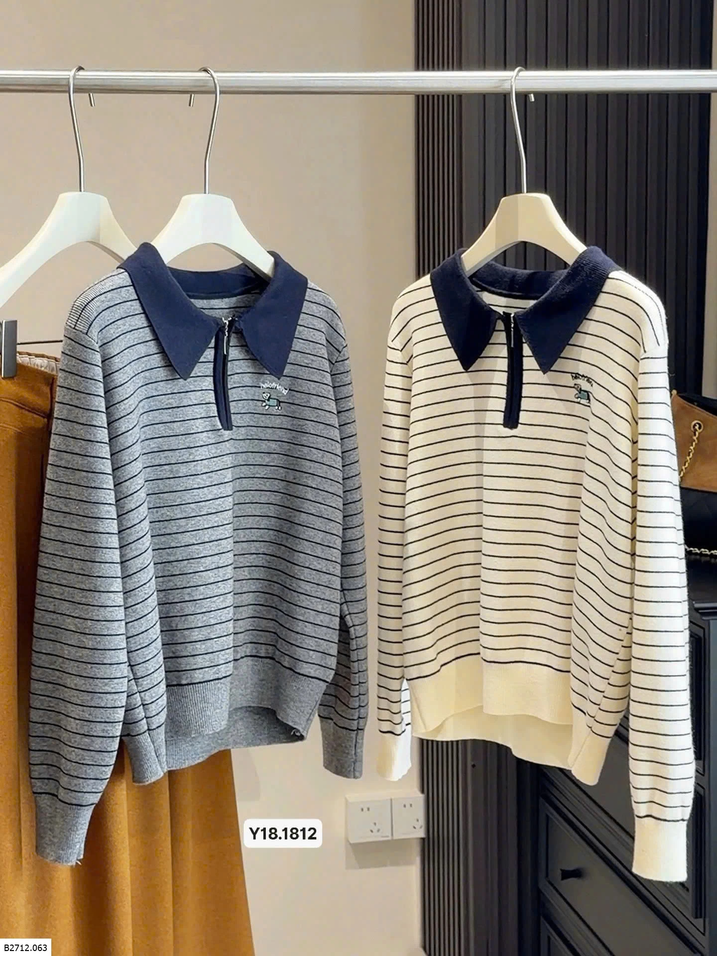 ÁO LEN KẺ NGANG CỔ POLO   Giá sỉ 220k