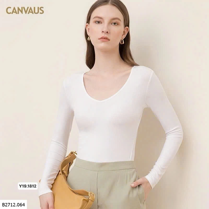 ÁO CANVAUS CỔ V TAY DÀI TAY  Giá sỉ 150k