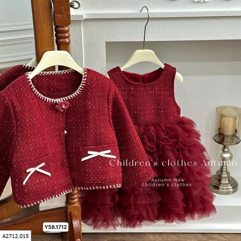 VÁY DẠ ĐỎ TUTU BG  Giá sỉ 450k/set