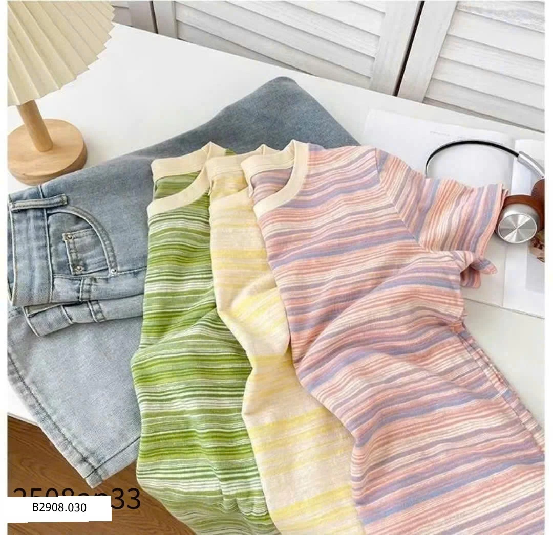 ÁO PHÔNG NỮ SỌC NGANG CỔ TRÒN Giá sỉ 115k