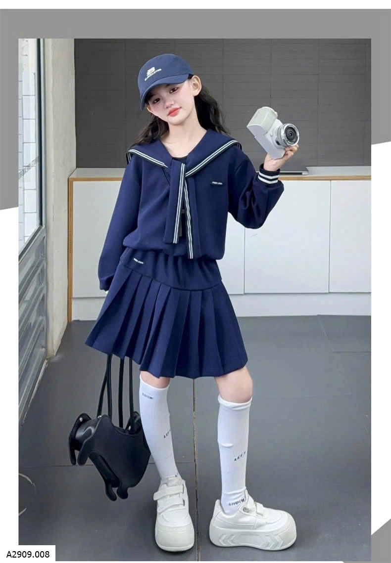 SET ÁO THỦY THỦ MIX CHÂN VÁY XẾP LY BG   Giá sỉ 286k