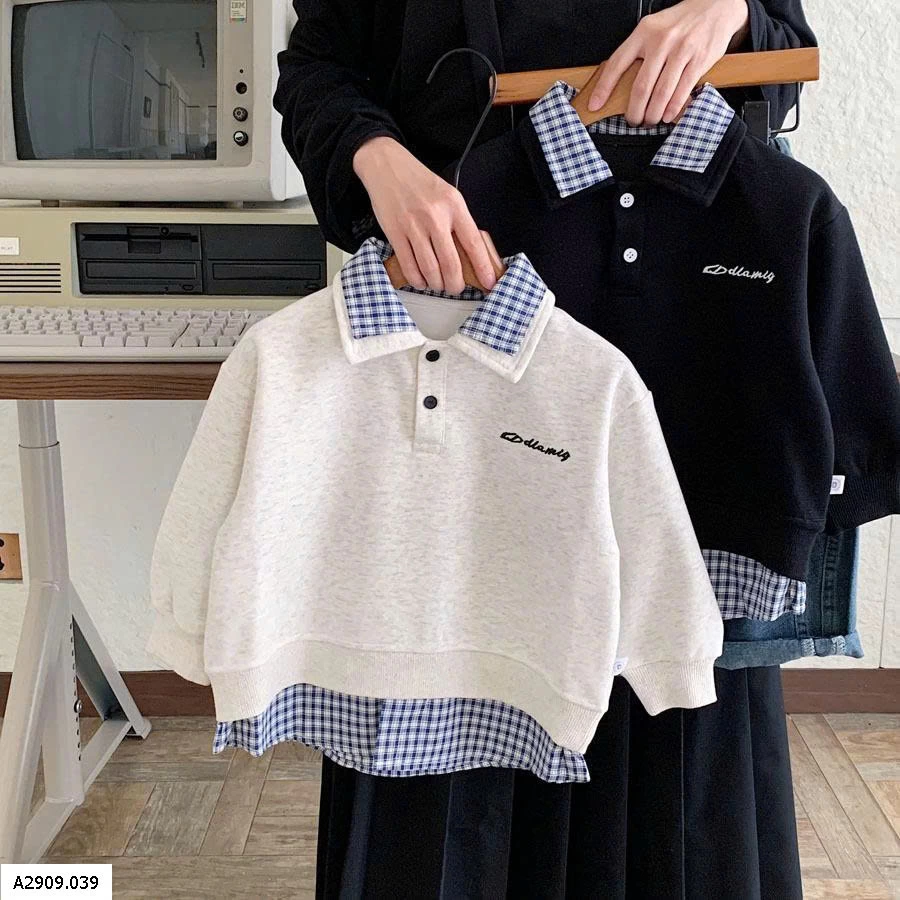 Áo nỉ phối sơ mi kẻ caro  Giá sỉ 148k