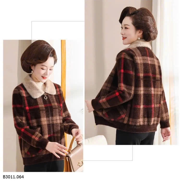 ÁO KHOÁC LEN CỔ LÔNG TRUNG NIÊN  Giá sỉ 310k