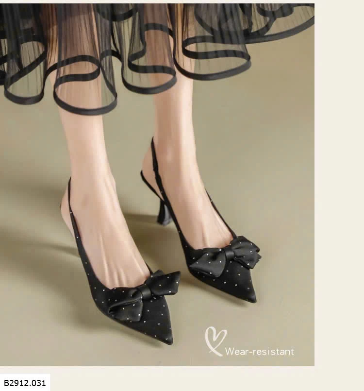 GIÀY CAO GÓT MŨI NHỌN ĐÍNH NƠ  Giá sỉ 195k