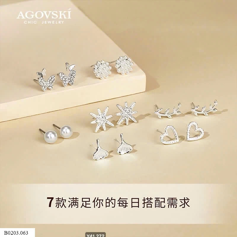 KHUYÊN TAI CỰC XINH CHÍNH HÃNG AGOVSKI   Sỉ 175k/ 1 sét 7 đôi