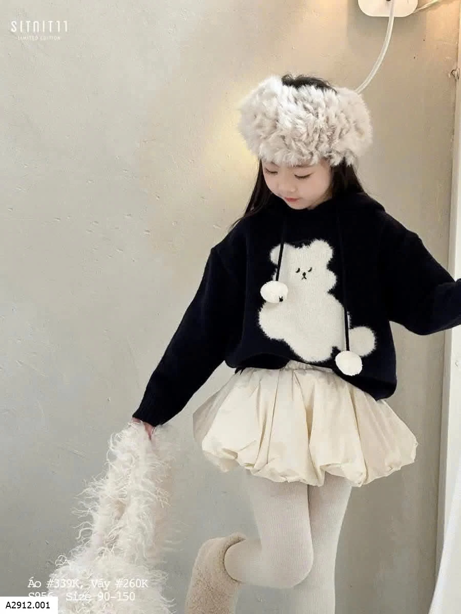 ÁO LEN GẤU & CHÂN VÁY BÍ   Giá sỉ Giá: áo  #225k váy #160k