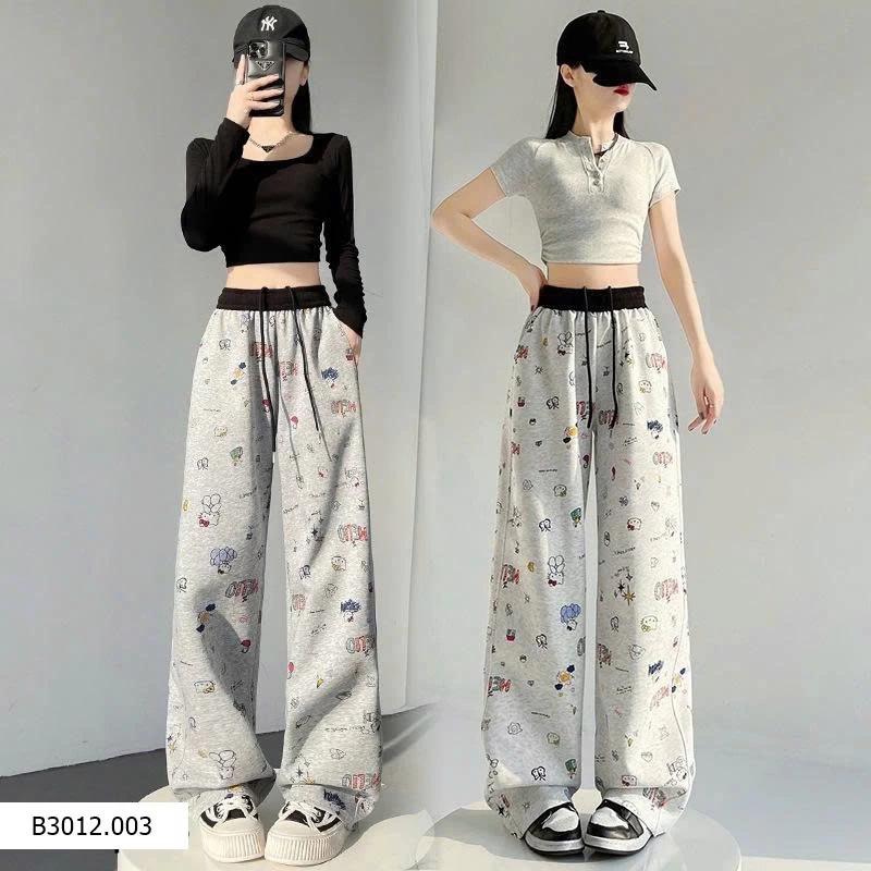 QUẦN SUÔNG IN HỌA TIẾT FORM RỘNG  Giá sỉ 225k