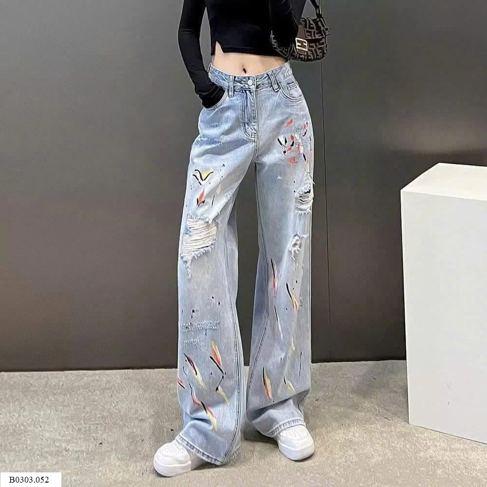 QUẦN JEAN RÁCH VẢY SƠN Sỉ 190k