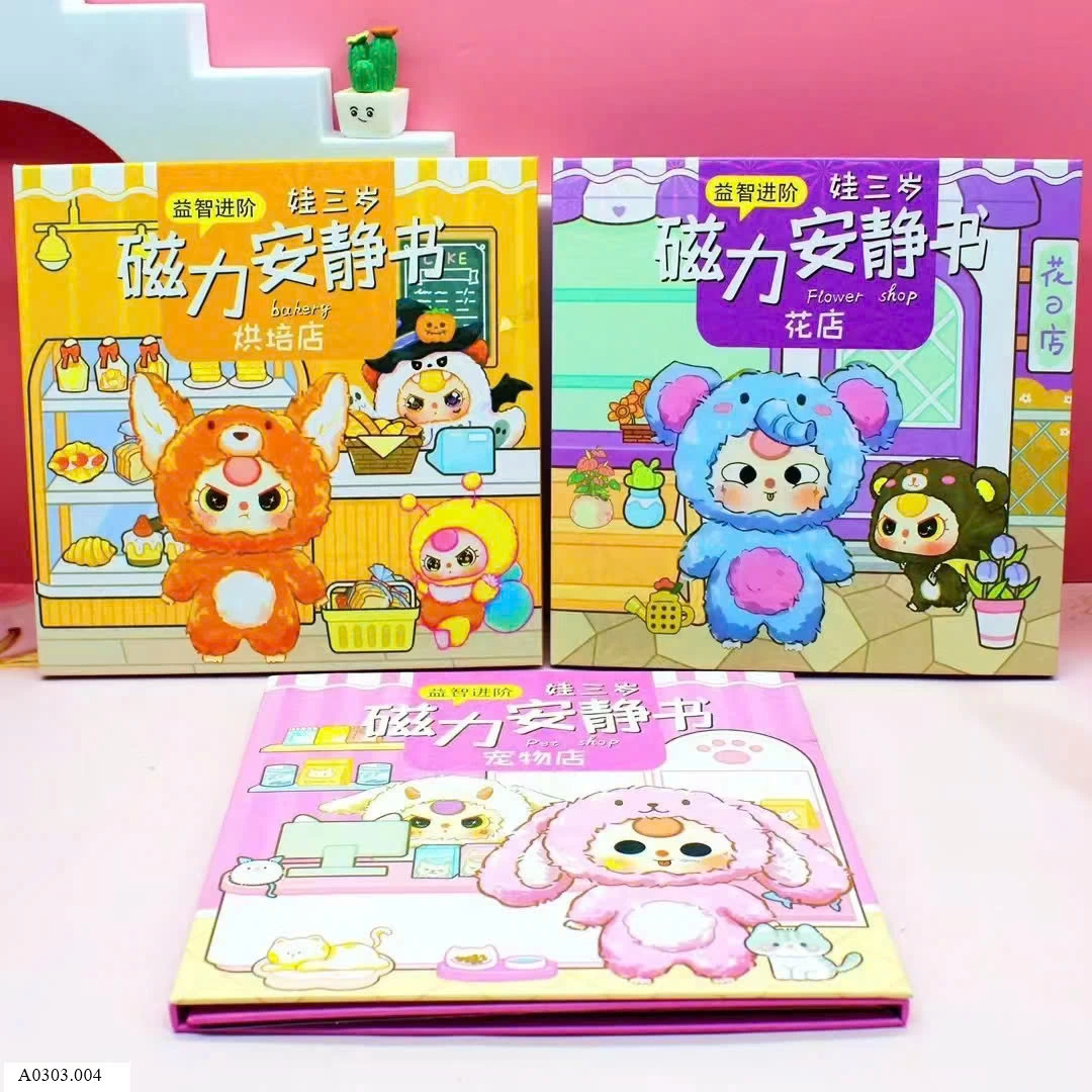 Set 3 quyển sticker nam châm bóc dán Babythree Sỉ 69k/sét 3 quyển mix