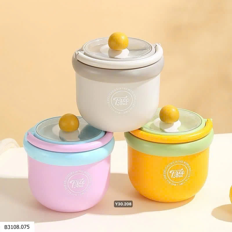 Cốc giữ nhiệt cầm tay kèm nĩa   Giá sỉ 75k