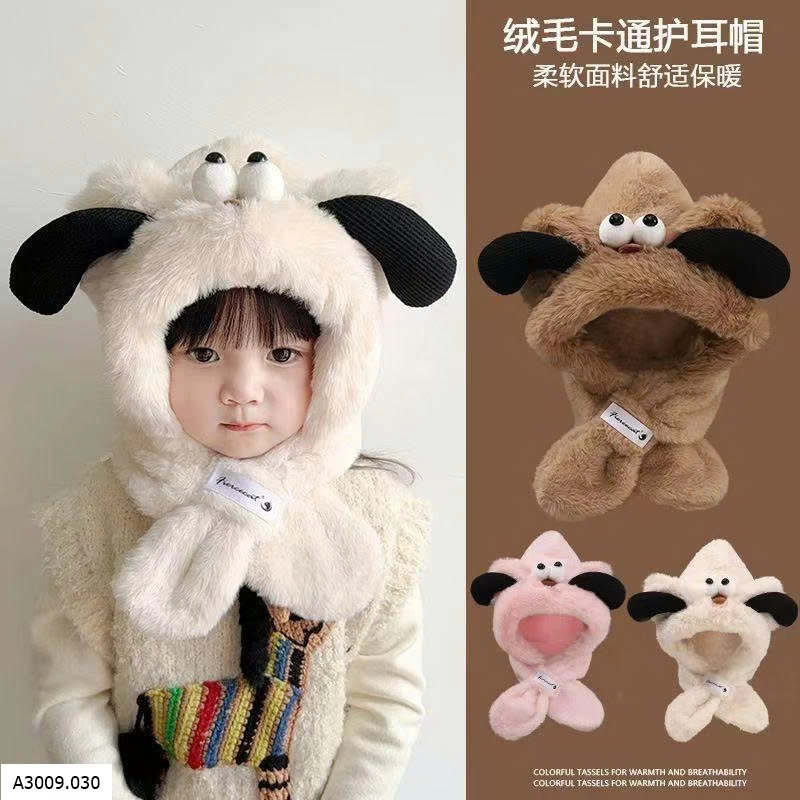 MŨ LÔNG CUTE KÈM KHĂN CHO BÉ   Giá sỉ 45k