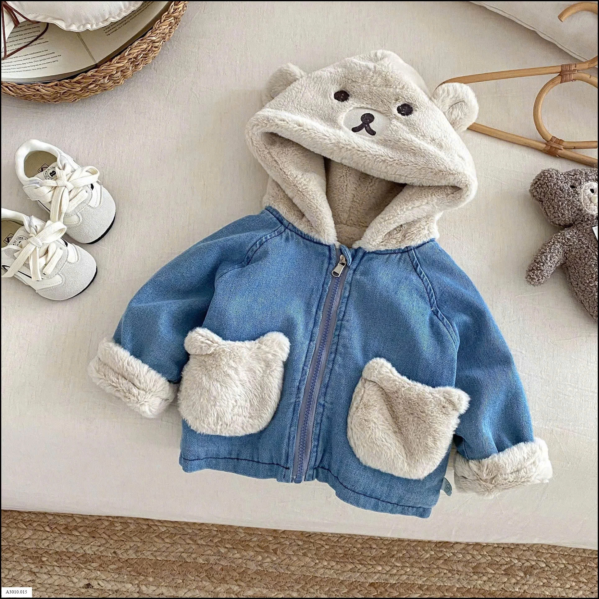 ÁO KHOÁC MŨ GẤU LÓT LÔNG   Giá sỉ 196k