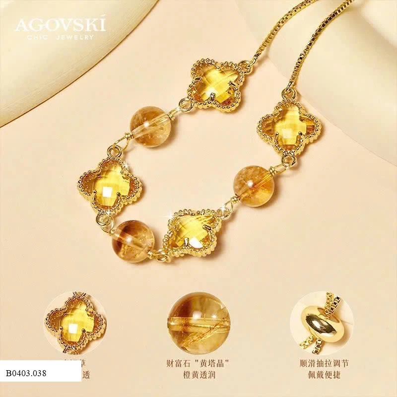 Vòng tay 4 lá pha lê AGOVSKI    Sỉ 215k