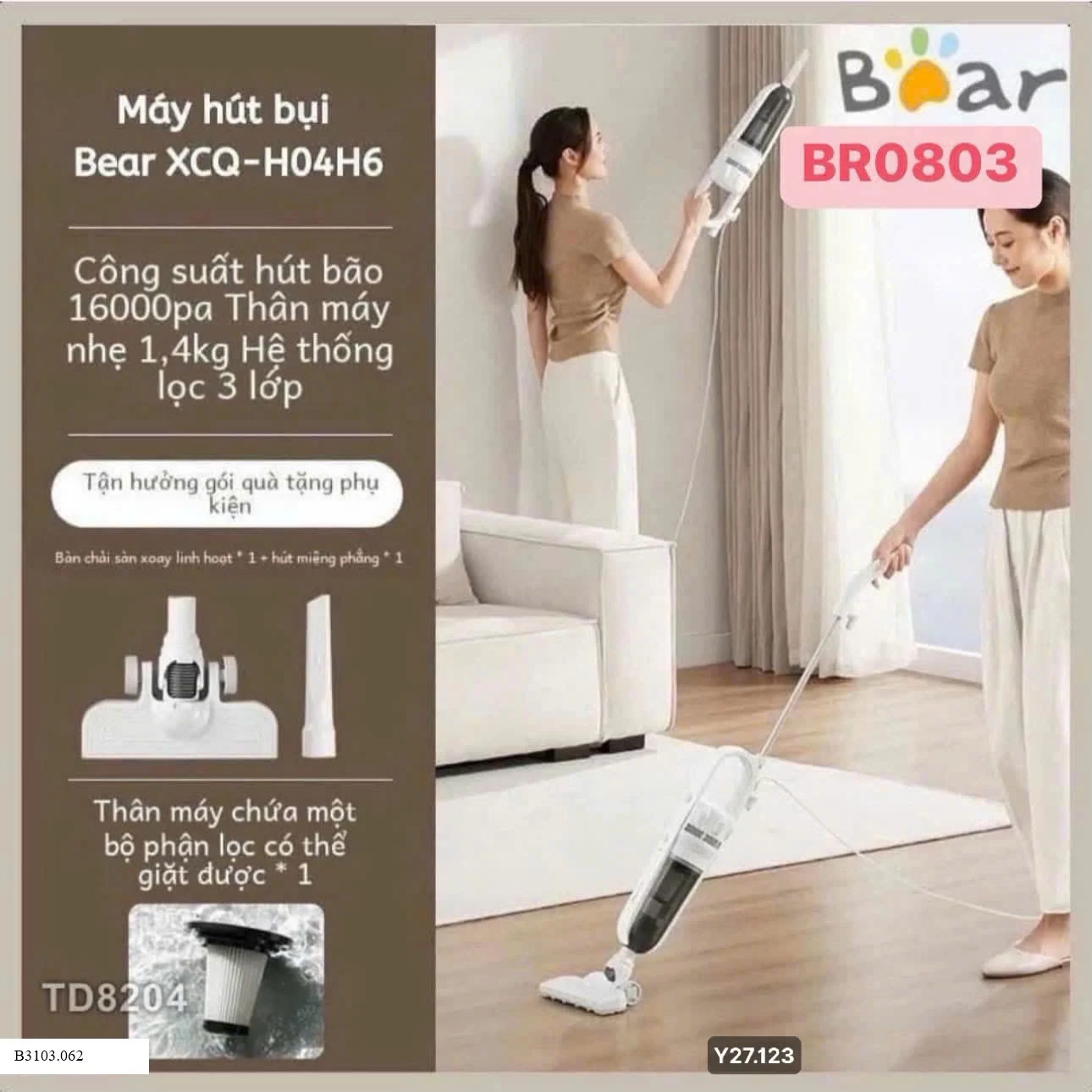 Máy hút bụi cầm tay Bear XCQ-H04H6 2 đầu   Sỉ  445k