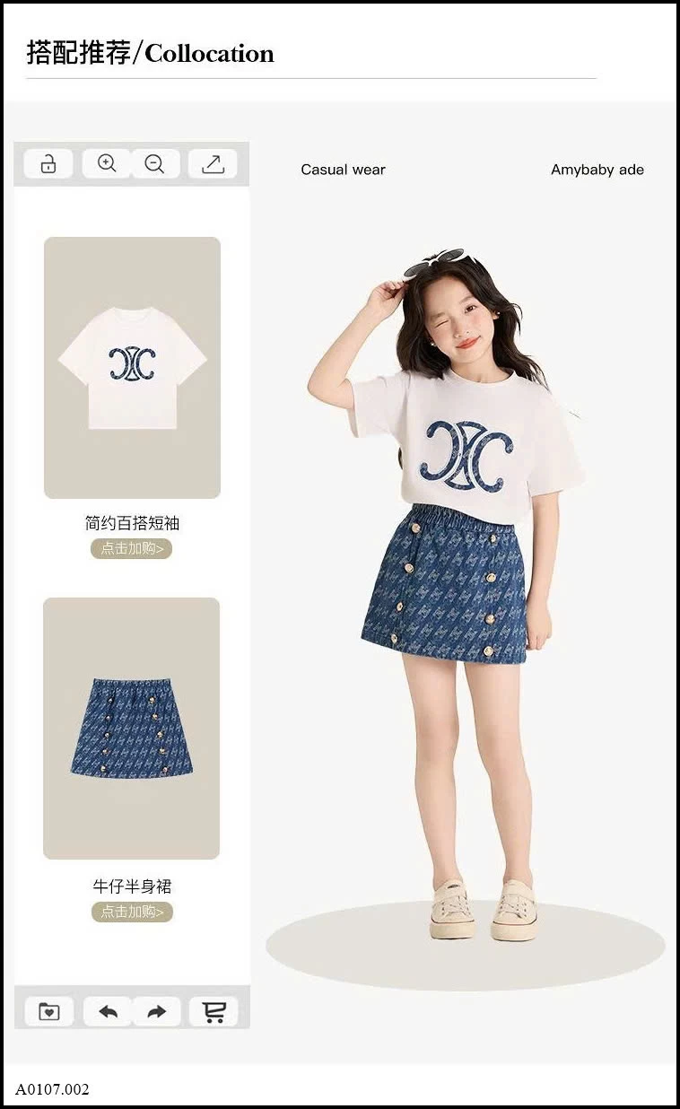 SET ÁO PHÔNG MIX CHÂN VÁY BÉ GÁI  Sỉ giá áo sz 100-160: 160k; sz 170:174k;  cv sz 100-160: 233k1; sz 170: 256k