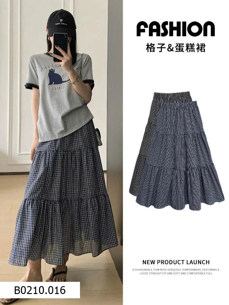  VÁY KẺ CARO DÁNG DÀI PHONG CÁCH RETRO    Giá sỉ 125k
