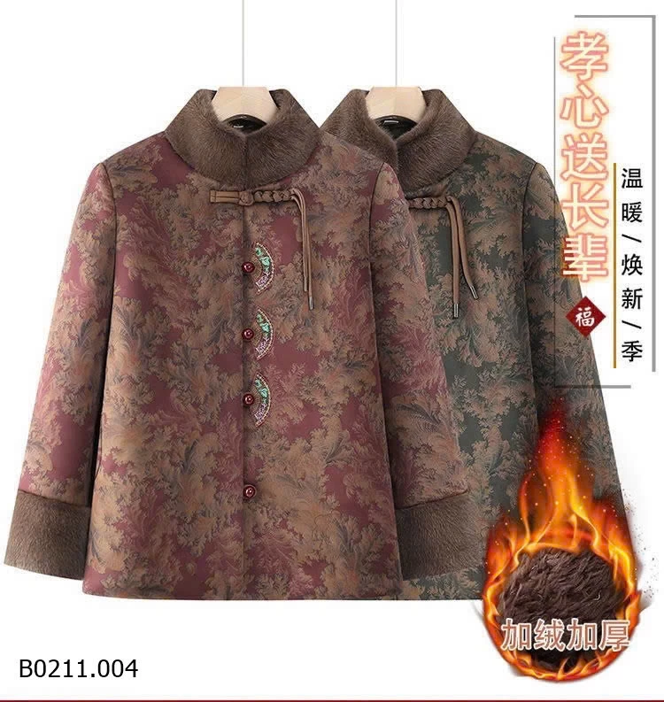 ÁO KHOÁC CỔ ĐỨNG GẤM PHỐI LÔNG CỔ   Giá sỉ 275k