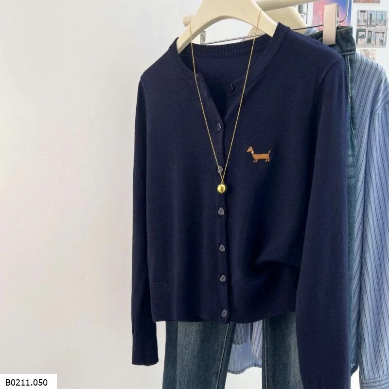 ÁO LEN CARDIGAN THÊU HÌNH CÚN   Giá sỉ 137k