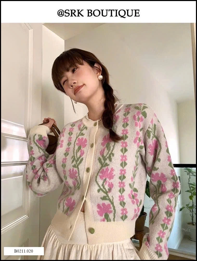 ÁO CARDIGAN LEN HOA CỔ ĐIỂN PHONG CÁCH HÀN  Giá sỉ 140k