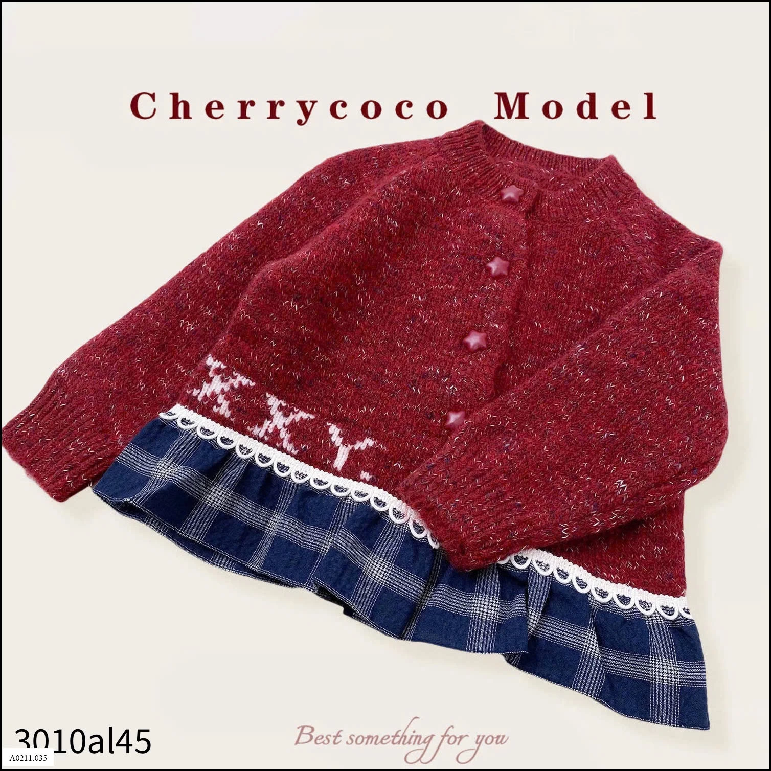 ÁO LEN VIỀN CARO HÃNG CHERRYCOCO CHO BÉ  Giá sỉ 220k
