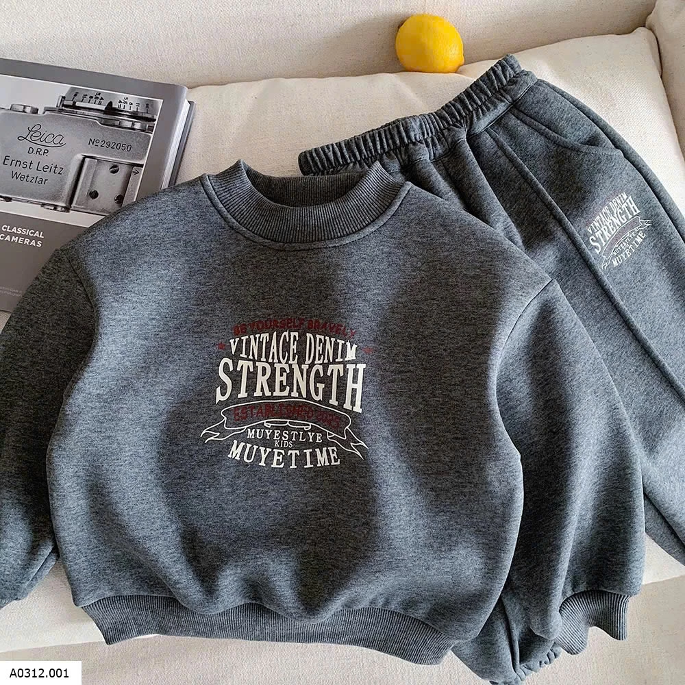 BỘ NỈ XÁM IN CHỮ MUYE BT Giá sỉ 255k