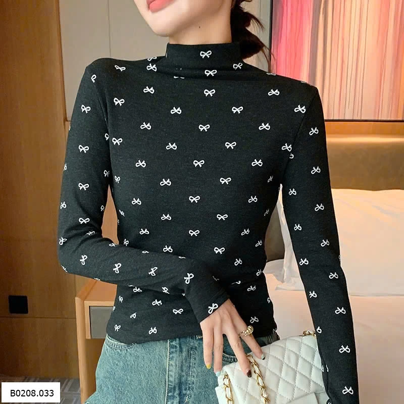 ÁO GIỮ NHIỆT CỔ 5P IN  NƠ   Sỉ 86k 