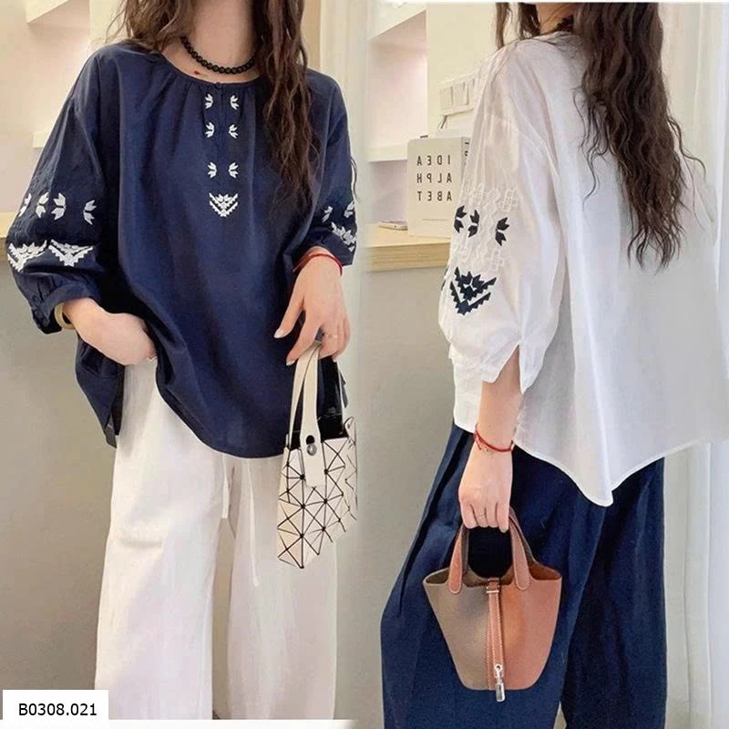 ÁO SƠ MI BABYDOLL THÊU CỔ TAY    Sỉ 170k 