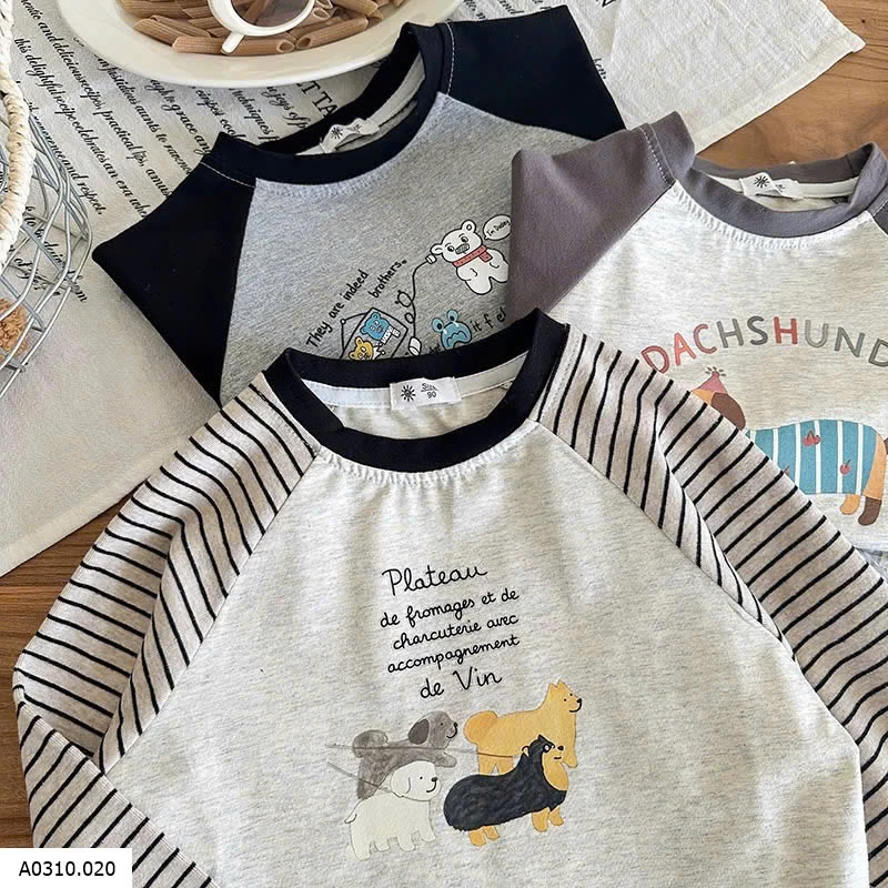 ÁO THUN DÀI TAY HỌA TIẾT CHÓ DACHSHUND   Giá sỉ 89k