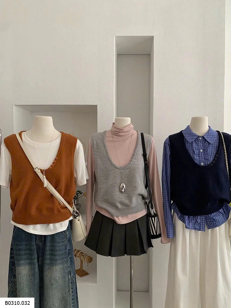 ÁO GILE LEN CỔ U CHO NỮ Giá sỉ 155k