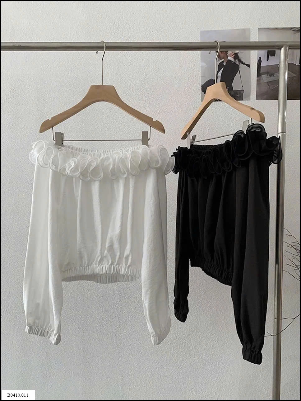 ÁO SƠ MI HỞ VAI PHỐI BÈO Giá sỉ 195k