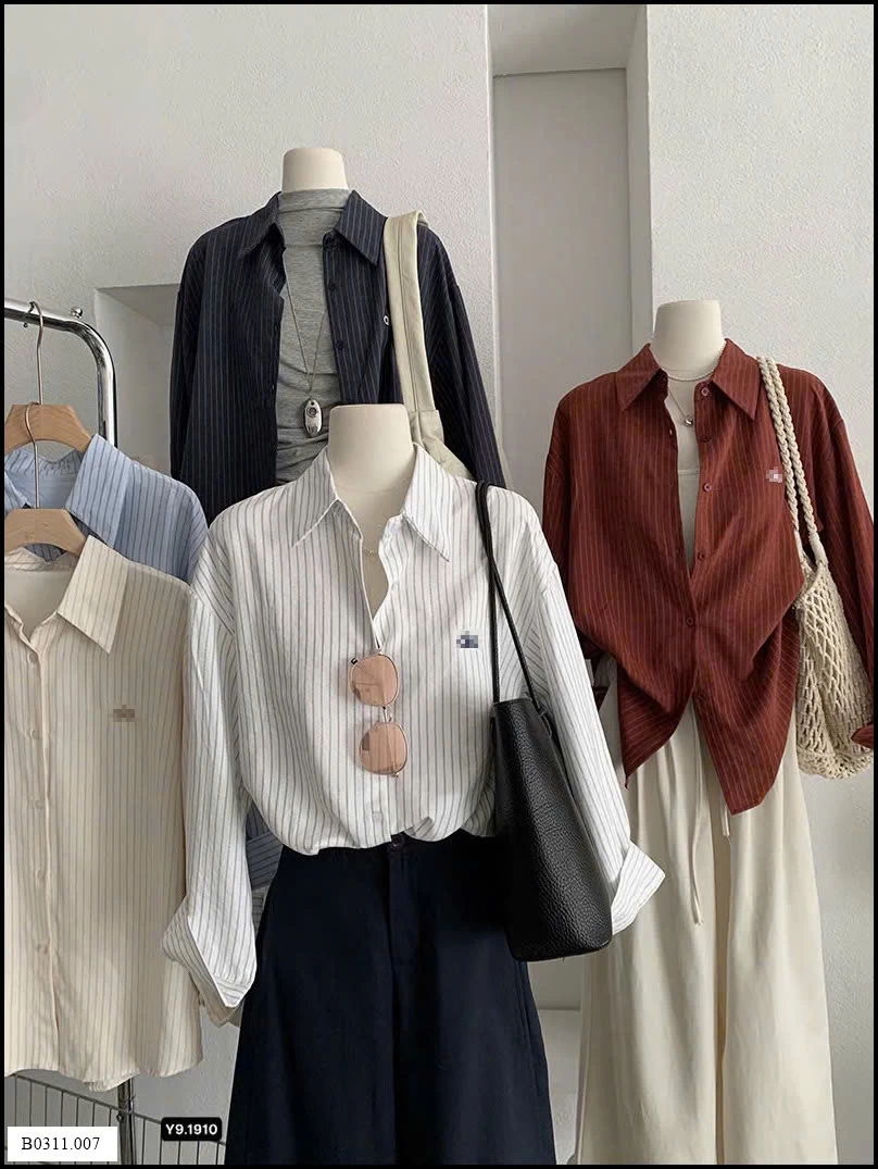 ÁO SƠ MI KẺ SỌC DÁNG DÀI  Giá sỉ 140k