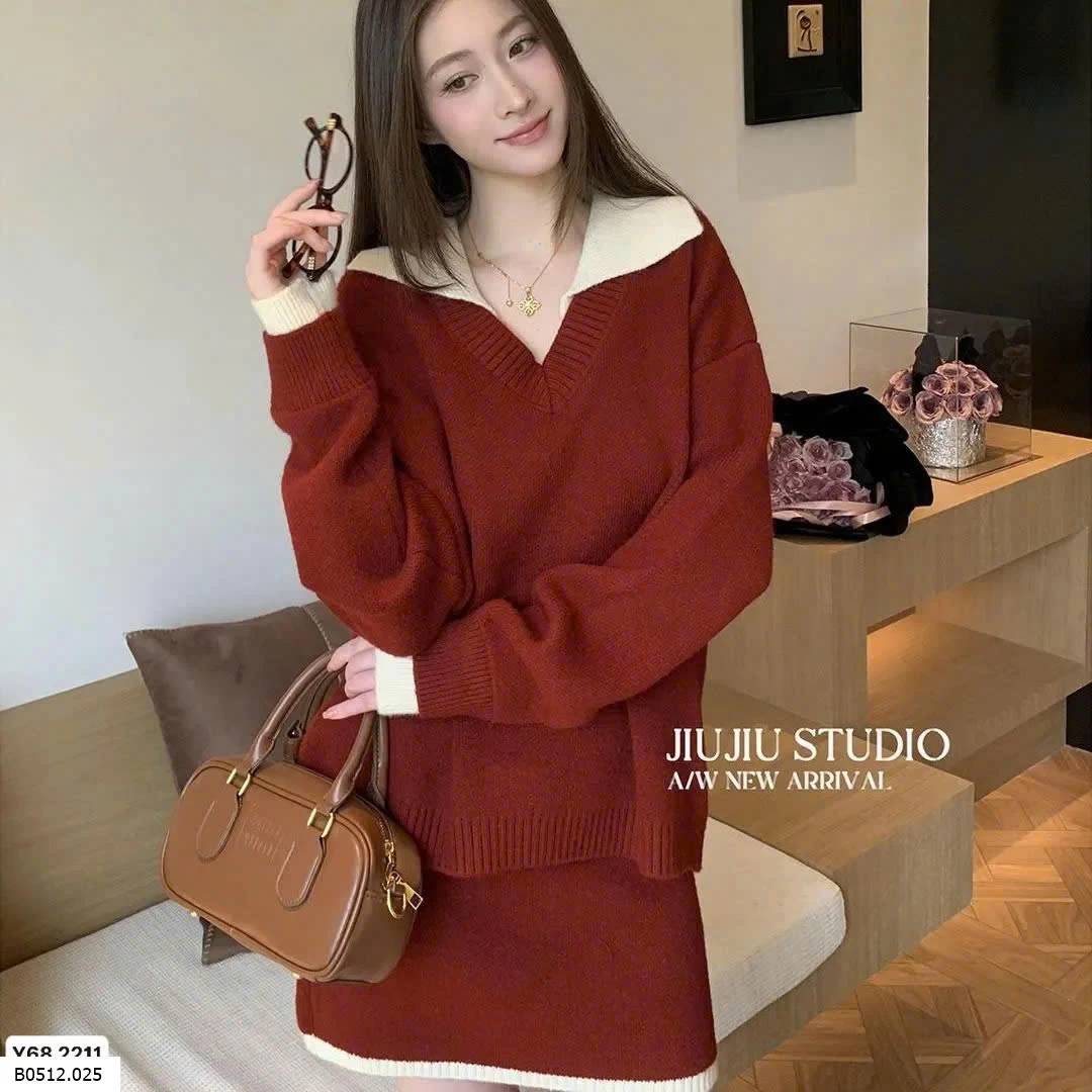 Set Áo len + chân váy Hãng  Giá sỉ 250k