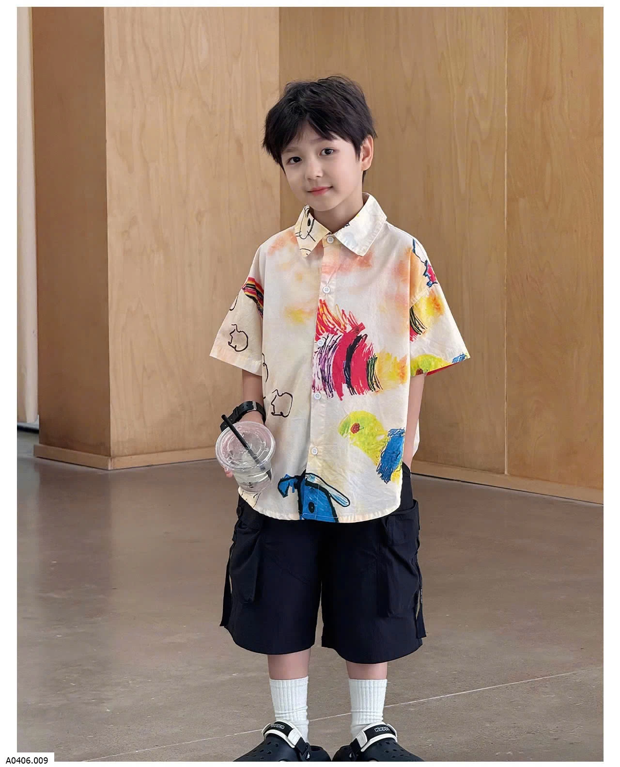 ÁO SƠ MI HỌA TIẾT AOAOKIDS BT Sỉ 155k