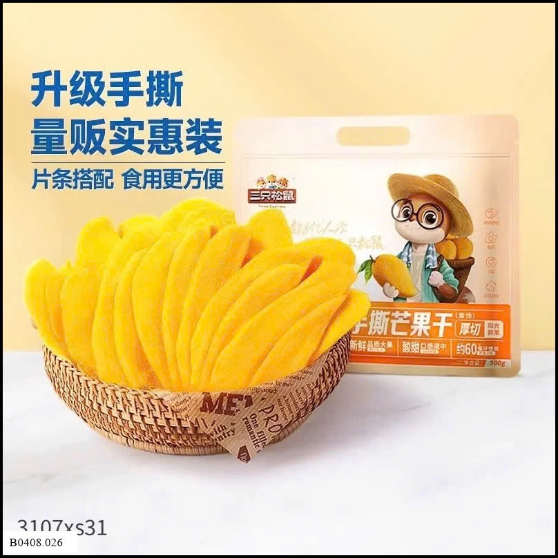 XOÀI SẤY DẺO HÃNG 3 CON SÓC  Giá sỉ 95ca/ 500gr